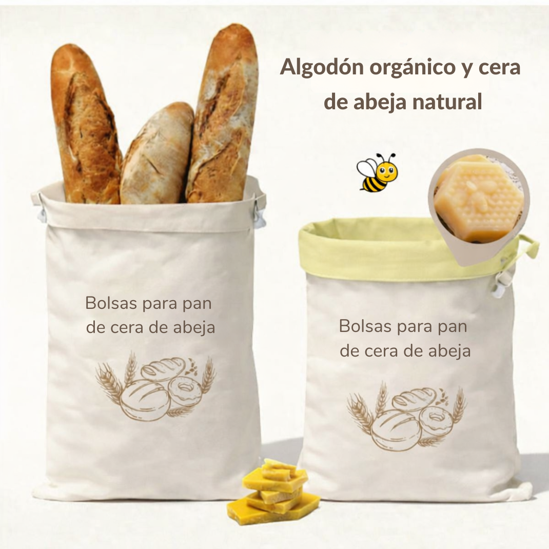 Bolsas de alta gama fabricadas en 100 % algodón y cera de abeja lavables – conservación natural