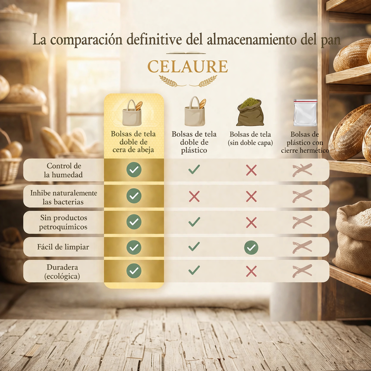 Bolsas de alta gama fabricadas en 100 % algodón y cera de abeja lavables – conservación natural