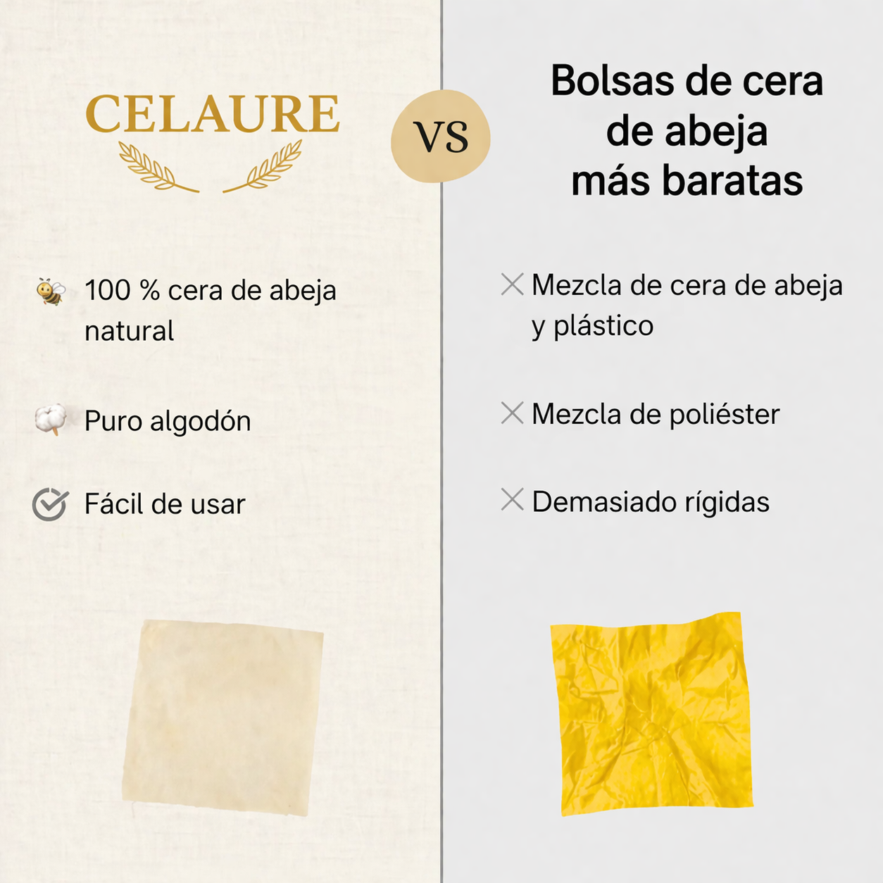 Bolsas de alta gama fabricadas en 100 % algodón y cera de abeja lavables – conservación natural